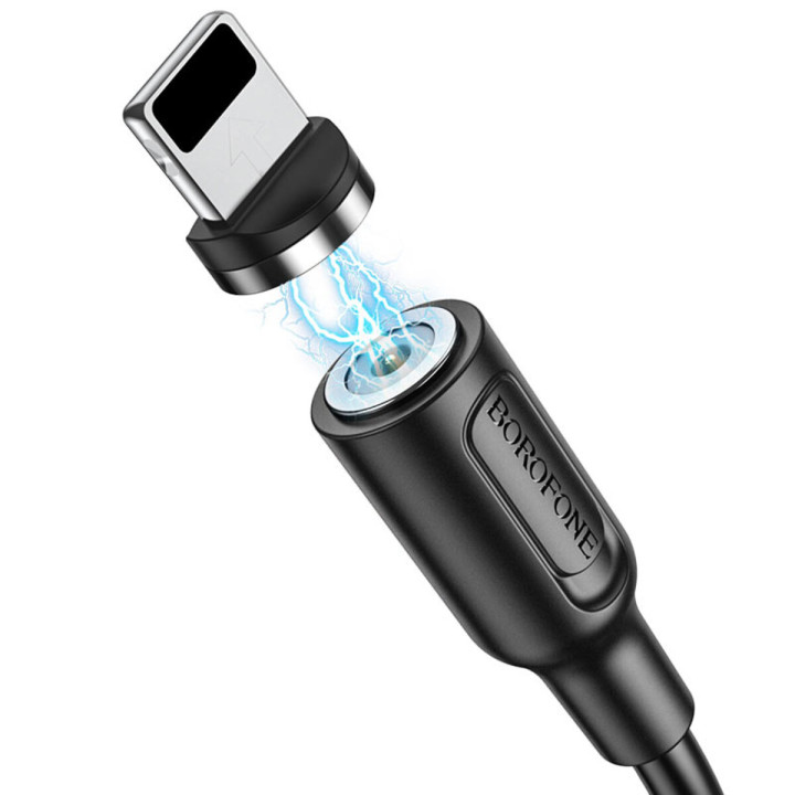 Data Кабель BOROFONE BX41 USB to Lightning 2.4A, connectors magnetic 1m, Black