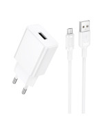 Мережевий зарядний пристрій BOROFONE BA110A з кабелем USB-A to MicroUSB, White