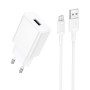 Мережевий зарядний пристрій BOROFONE BA110A з кабелем USB-A to MicroUSB, White