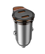 Автомобильное зарядное устройство HOCO NZ16B PD45W, Metal Grey