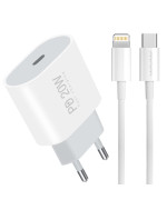 Мережевий зарядний пристрій  WUW T79L PD20W з кабелем USB-C to Lightning, White