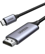 Видео кабель Type-C to HDMI UGREEN MM142 Male to Male Cable Aluminum Shell 1.5m, Gray Black