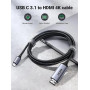 Видео кабель Type-C to HDMI UGREEN MM142 Male to Male Cable Aluminum Shell 1.5m, Gray Black