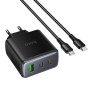 Мережевий зарядний пристрій HOCO C160A Type-C PD65W / USB QC3.0 with cable, Black