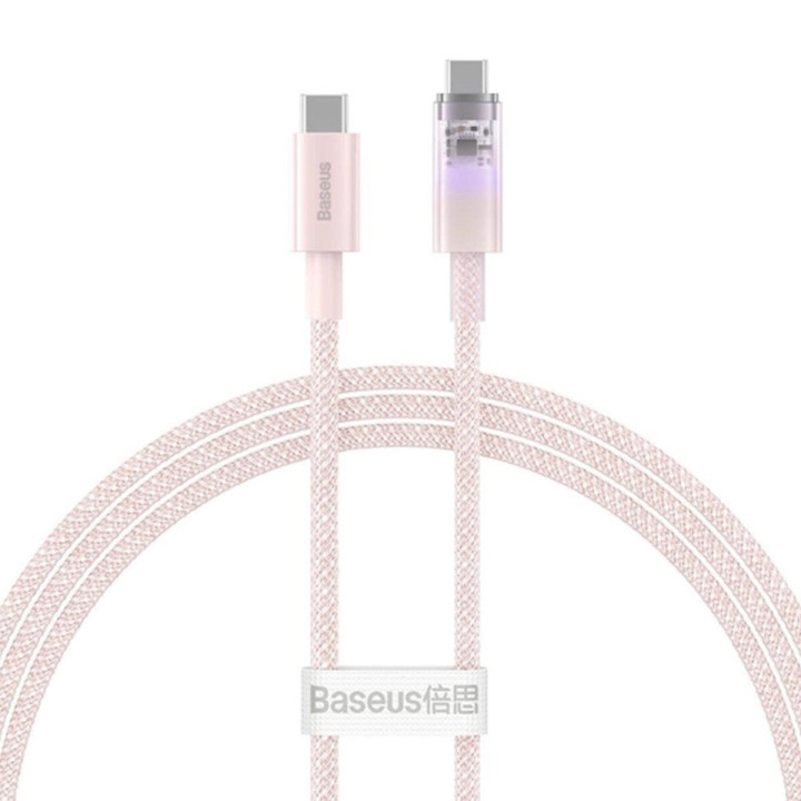 Кабель Baseus Explorer Series Fast Charging with Smart Temperature Control Type-C to Type-C 100W 1m, Pink