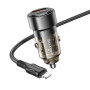 Автомобільний зарядний пристрій BOROFONE BZ20 Smart 38W dual port PD20W + QC3.0 cable Type-C to Lightning, Transparent Black