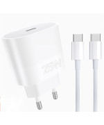 Сетевое зарядное устройство WUW T86C PD25W с кабелем USB C to USB C, White