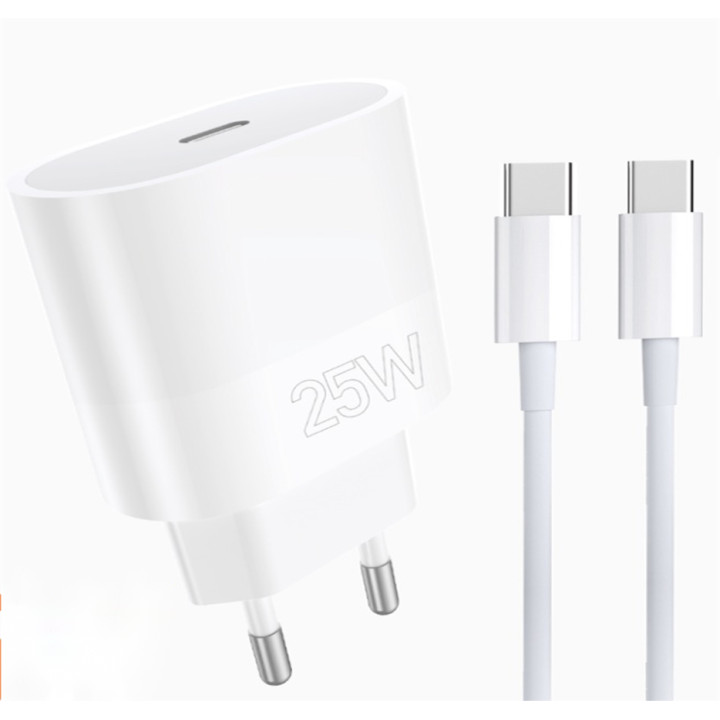 Сетевое зарядное устройство WUW T86C PD25W с кабелем USB C to USB C, White