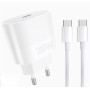 Сетевое зарядное устройство WUW T86C PD25W с кабелем USB C to USB C, White