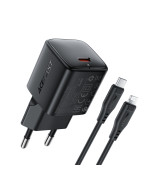 Сетевое зарядное устройство ACEFAST A118 Type-C PD30W with cable, Black