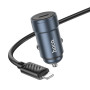 Автомобильное зарядное устройство HOCO Z57 charger set USB / Type-C, Metal Gray