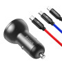 Автомобильное зарядное устройство Baseus Digital Display Dual USB 4.8A 24W cable 3-in-1 1.2m, Black