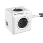 Мережевий подовжувач Allocacoc PowerCube Extended із заземленням 4 розетки 2 USB 1.5м, Grey
