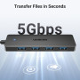 USB HUB UGREEN CM219 4-Port USB 3.0 1m, Black