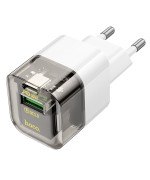 Сетевое зарядное устройство HOCO C131A Platinum dual-port PD30W / QC3.0, Transparent black