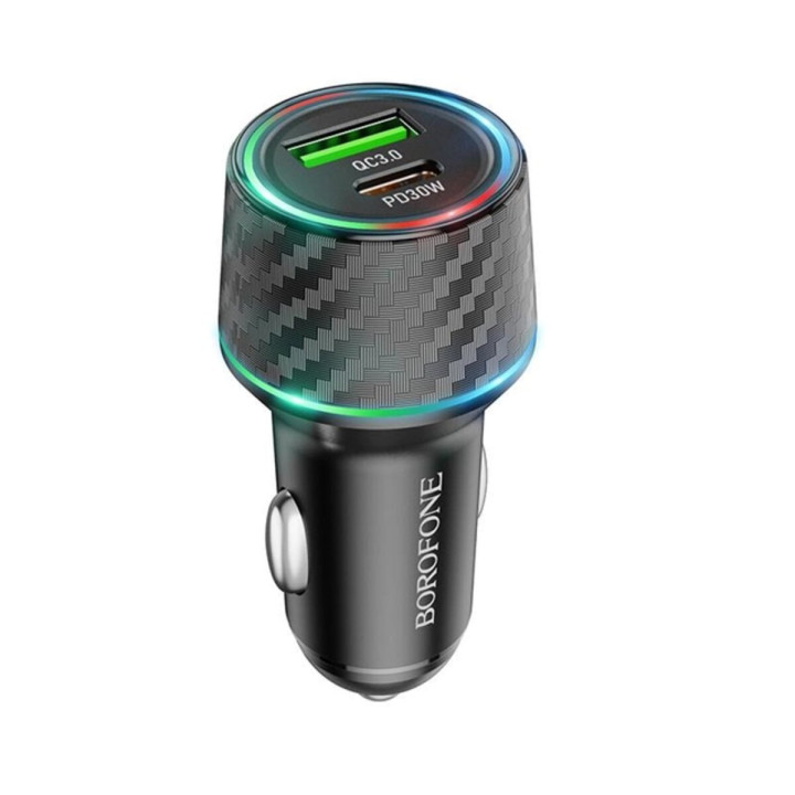 Автомобильное зарядное устройство BOROFONE BZ21 Brilliant 48W dual port PD30W / QC3.0, Black