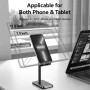 Тримач для телефону Height Adjustable Desktop Cell Phone Stand Black Aluminum Alloy Type, Black