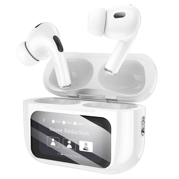 Bluetooth наушники-гарнитура BOROFONE BW76 Brocade true wireless ANC noise reduction touch screen BT headset, White