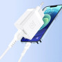 Сетевое зарядное устройство WUW T92 с кабелем USB-A to USB-C, White