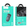 Автомобільний зарядний пристрій HOCO Z57 PD30W 5A, Metal Gray