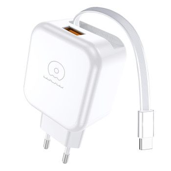 Сетевое зарядное устройство WUW C268 12W с кабелем Type-C, White