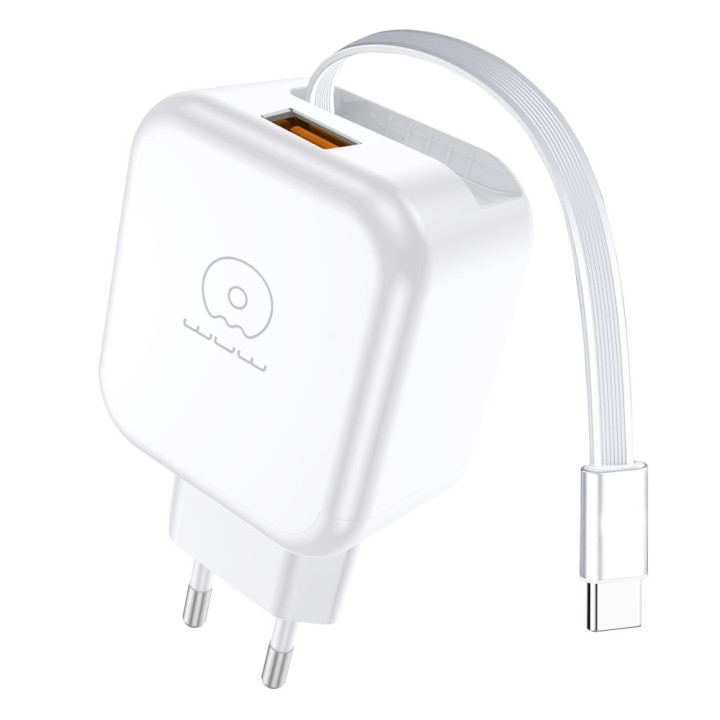 Сетевое зарядное устройство WUW C268 12W с кабелем Type-C, White