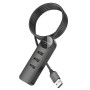 USB Хаб Borofone DH5 Erudite 4-in-1 USB to USB2.0*4 1.2M, Black