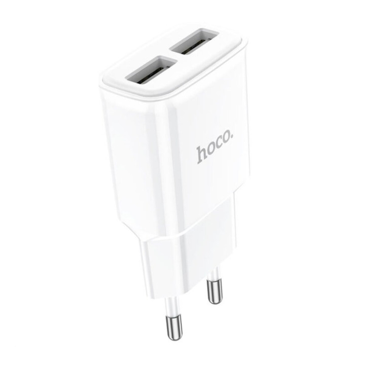 Мережевий зарядний пристрій HOCO C88A Star round dual port charger, White