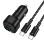 Автомобильное зарядное устройство BOROFONE BZ34B USB / Type-C PD38W with cable, Black