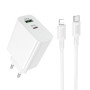 Сетевое зарядное устройство BOROFONE BA108A PD30W с кабелем USB-C to Lightning, White