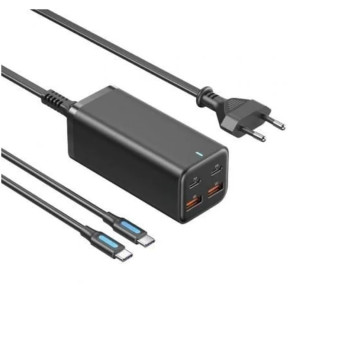 Сетевое зарядное устройство Vention 4-Port FBSBG-EU GaN 2USB/2Type-C 100W EU-Plug, Black
