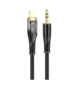 Аудиокабель HOCO UPA25 Transparent Discovery Edition Digital AUX 3.5 мм to Lightning 1m, Black