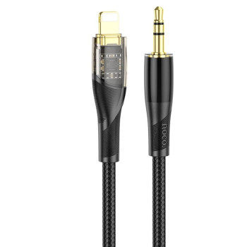 Аудиокабель HOCO UPA25 Transparent Discovery Edition Digital AUX 3.5 мм to Lightning 1m, Black