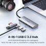 USB Хаб UGREEN CM480 Type-C to USB 3.2 Adapter 10G, Metal Gray