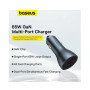 Автомобильное зарядное устройство Baseus Golden Contactor Pro GaN USB / 2 Type-C 65W, Lunar Gray