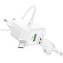 Мережевий зарядний пристрій BOROFONE BAS42A Potential USB QC3.0 18W cable Micro-USB (EU) 1m, White