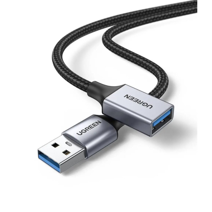 Data-Кабель UGREEN US115 USB 3.0 Extension Cable Aluminum Case 0.5m, Black