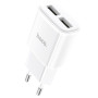 Мережевий зарядний пристрій HOCO C88A Star round dual port charger, White