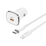 Автомобільний зарядний пристрій BOROFONE BZ12B single port QC3.0 18W cable Type-C to Lightning, White
