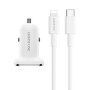 Автомобільний зарядний пристрій BOROFONE BZ12B single port QC3.0 18W cable Type-C to Lightning, White