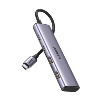 USB - Хаб UGREEN Type-C to 2 × USB-A 3.0, 2 × USB-C 3.0, Space-Gray