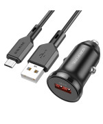 Автомобильное зарядное устройство BOROFONE BZ18 single port QC3.0 18W cable Micro - USB, Black