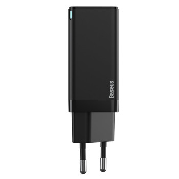 Мережевий зарядний пристрій Baseus GaN2 45W QC3.0 With Mini Cable Type-C toType-C 60W, Black