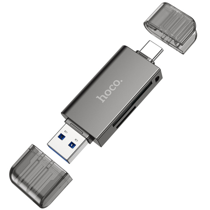 USB-хаб HOCO HB39 USB / Type-C 3.0, Metal Gray