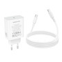 Сетевое зарядное устройство BOROFONE BA109A PD40W с кабелем USB-C to USB-C, White