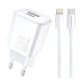 Мережевий зарядний пристрій WUW T104L PD20W з кабелем USB-C to Lightning, White