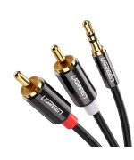 Аудіокабель UGREEN AV116 3.5mm to 2RCA 5m, Black
