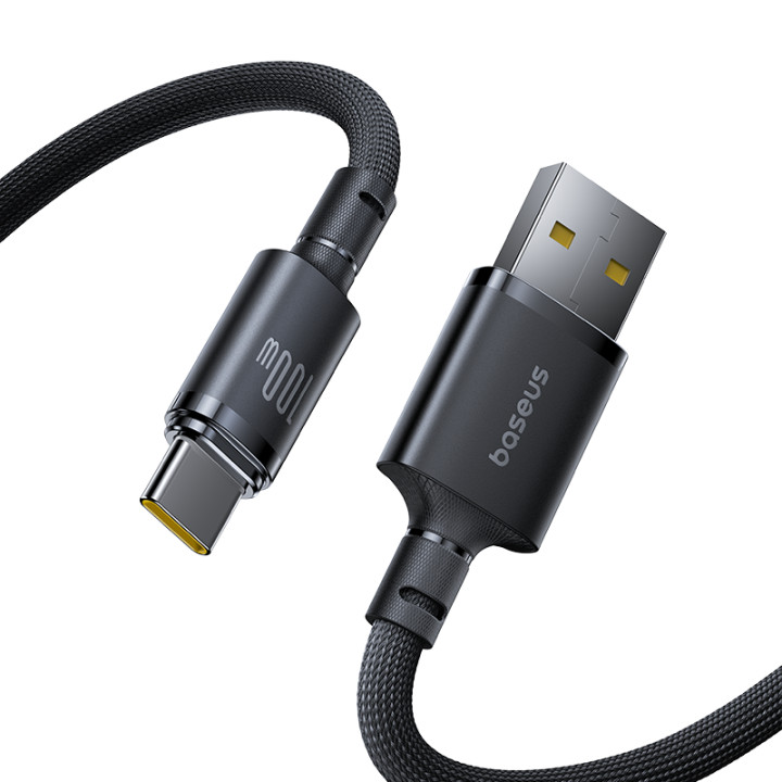 Кабель Baseus New Braided USB-A to USB-C 100W / 7.5W 1m, Black
