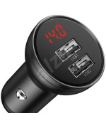Автомобільний зарядний пристрій Baseus Digital Display 4.8A 24W, Grey