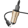 Автомобільний зарядний пристрій BOROFONE BZ19A Wisdom USB QC3.0 cable Micro-USB 18W, Gold